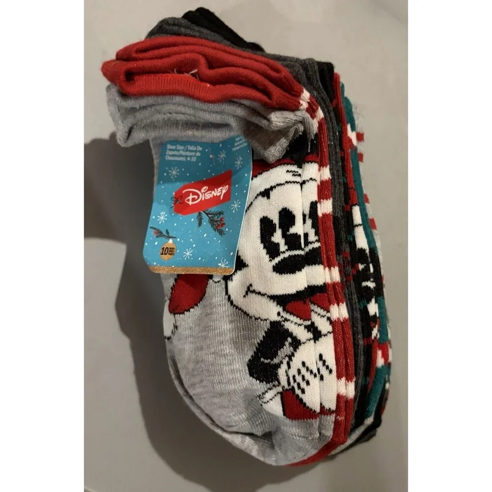 Boys Mickey Christmas Socks Set of 10 NWT